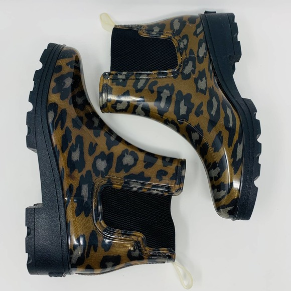 Seven7 Rain Boots Women's Size 10 Leopard Chelsea Water Resistant Ankle - Picture 9 of 9